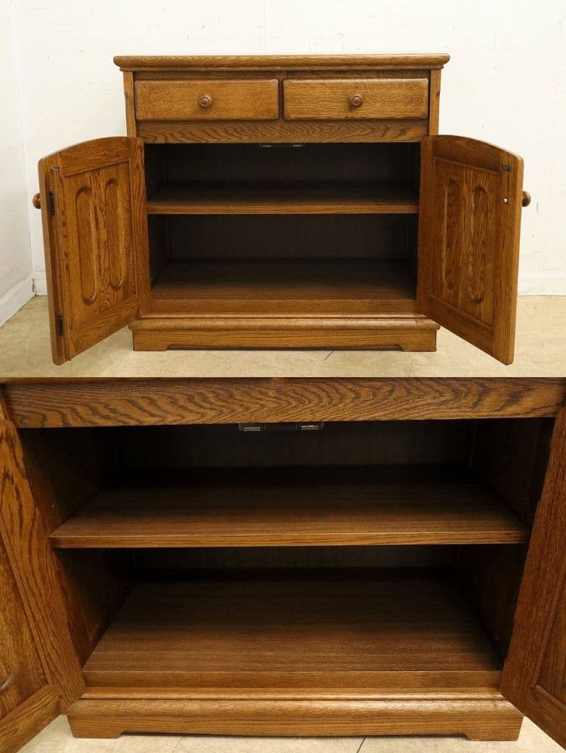 IDC大塚家具【起立木工・メッペル】サイドボード 84型・収納棚・ナラ材オーク材