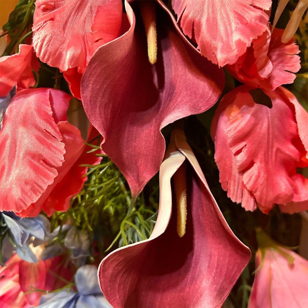 光触媒　観葉植物　ウォールグリーン　フェイクグリーン　桜とチューリップのスワッグ