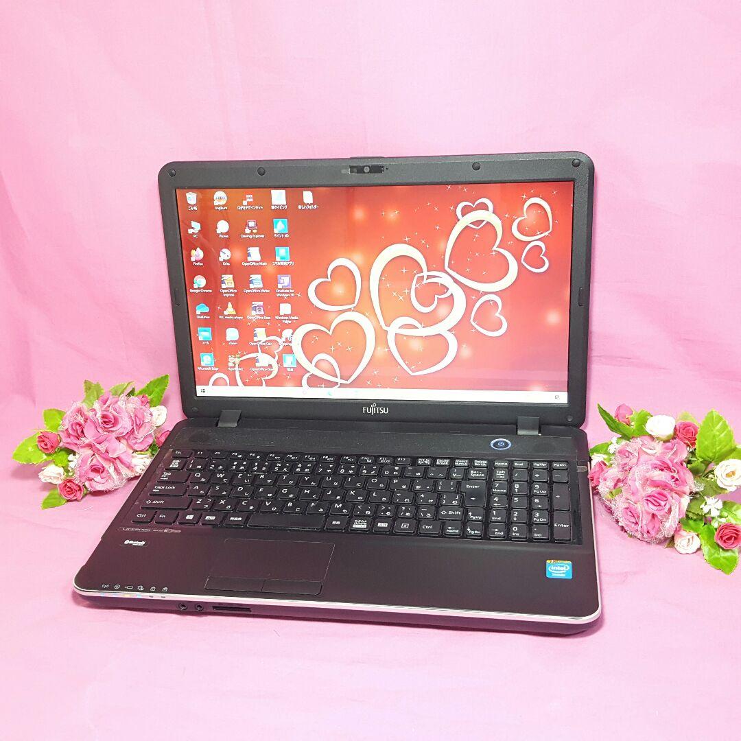 富士通❇Win10❇大容量500G❇高速メモリ4G❇Webカメラ❇Office①