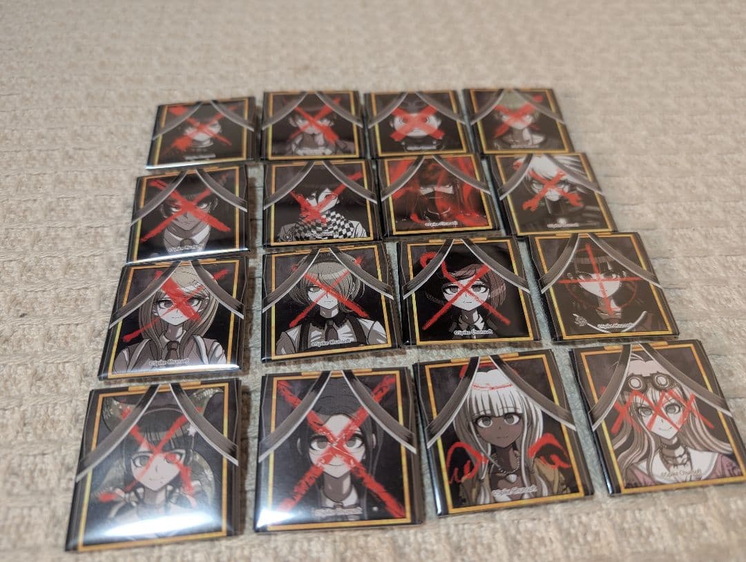 【超希少】ダンガンロンパ V3 遺影 スクエア缶バッジ 全16種セット コンプ