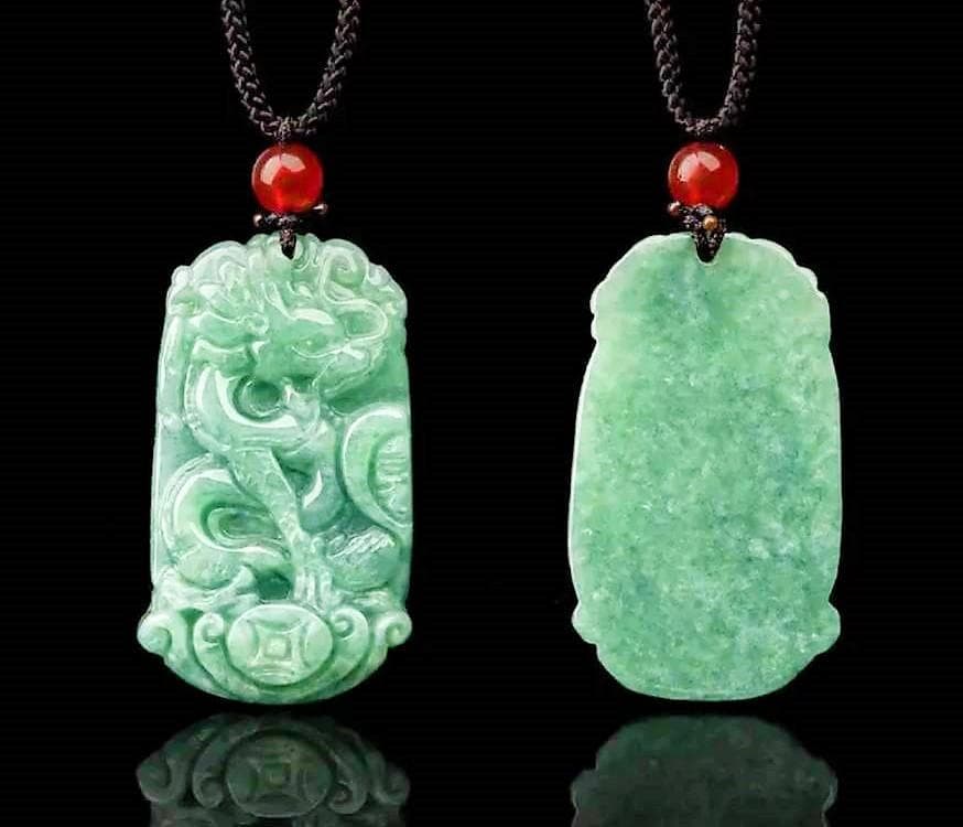 【極稀品】本翡翠　龍神　鳳凰　ペアネック・ペンダント☆強浄化☆