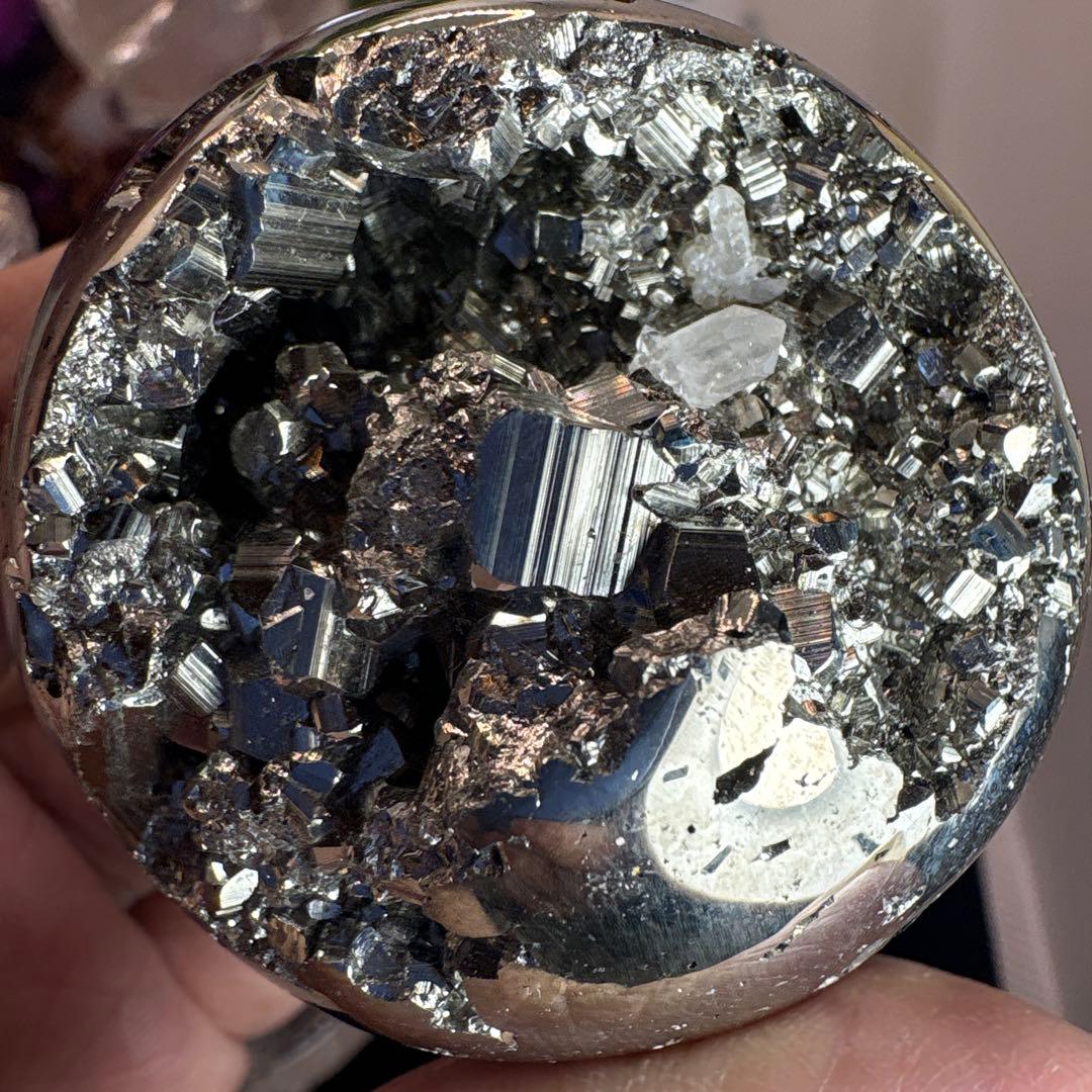 高品質♡パイライトスフィア♡♡水晶共生No.2494