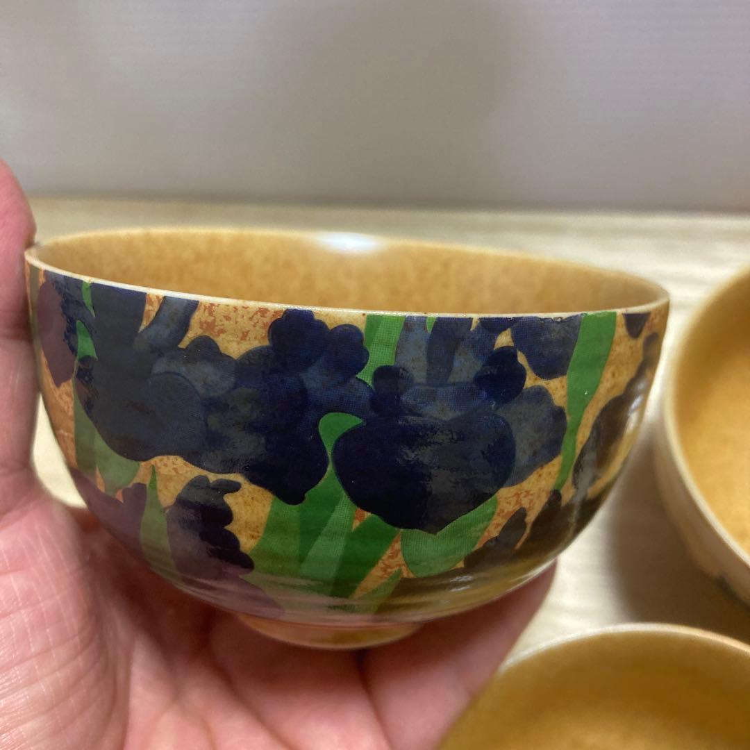 A-壁 湯呑 茶道具 5客セット 四季 草花 文様 陶器 和食器 茶器 汲出し