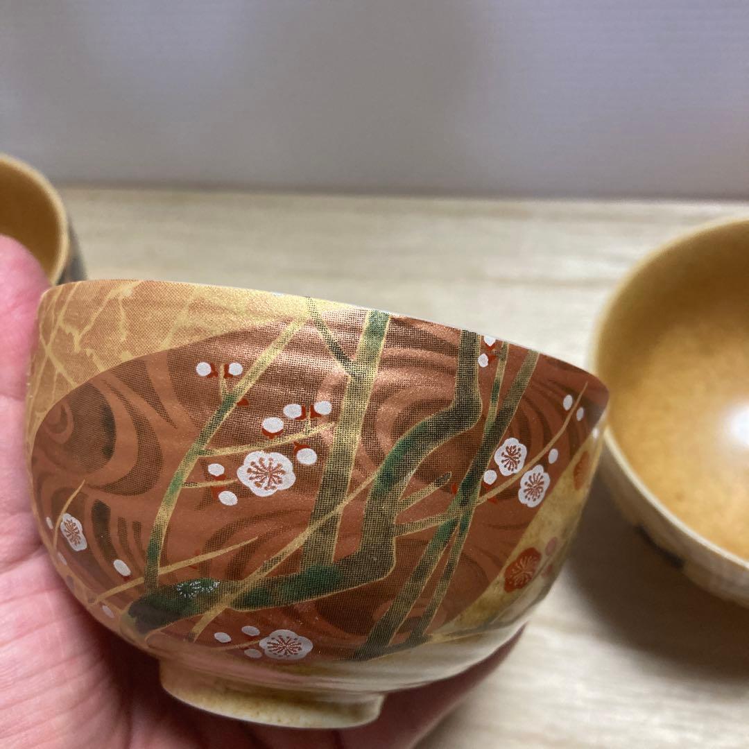 A-壁 湯呑 茶道具 5客セット 四季 草花 文様 陶器 和食器 茶器 汲出し