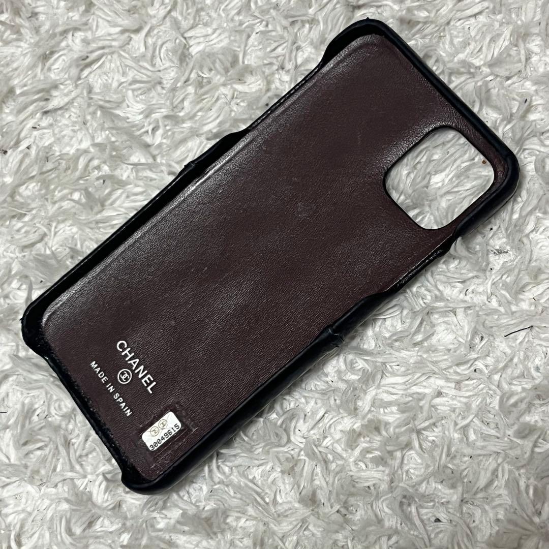状態良好✨CHANEL iPhone 11 ケース　キャビアスキン 黒　ココ