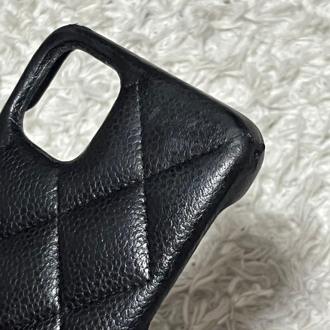 状態良好✨CHANEL iPhone 11 ケース　キャビアスキン 黒　ココ
