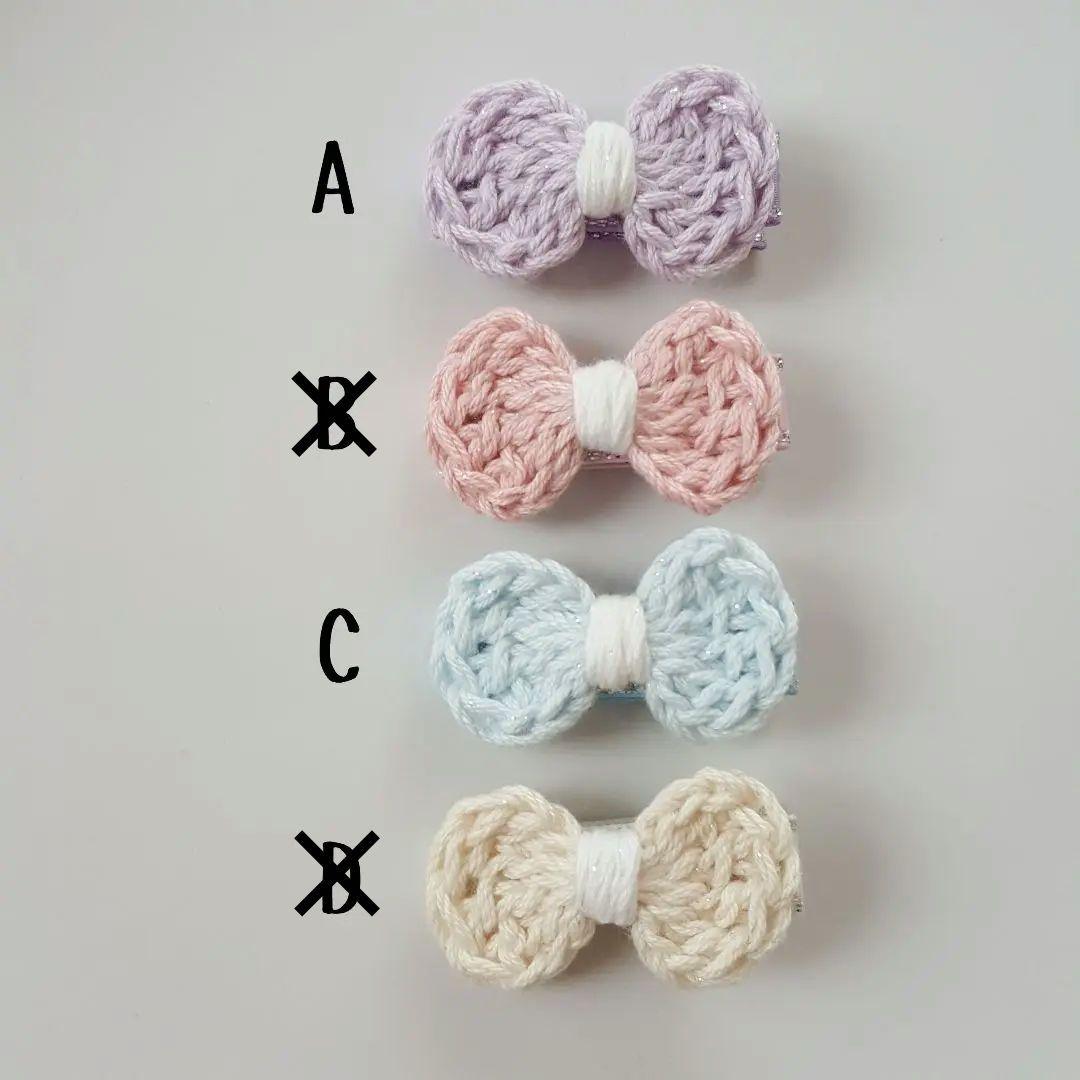 【編みリボン】キッズヘアクリップ　ベビーヘアクリップ　ヘアピン