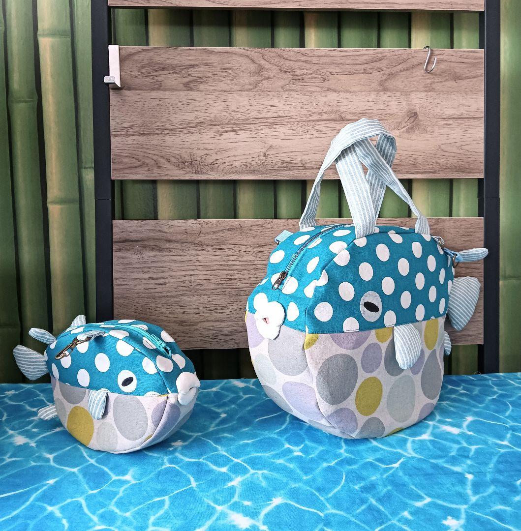 ふぐ　ショルダーバッグ　ポーチ　ハンドメイド　河豚