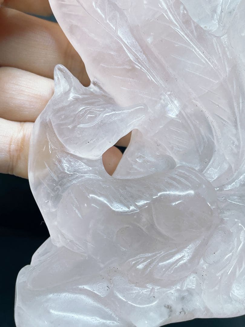 【天然石】ローズクォーツ 九尾の置き物