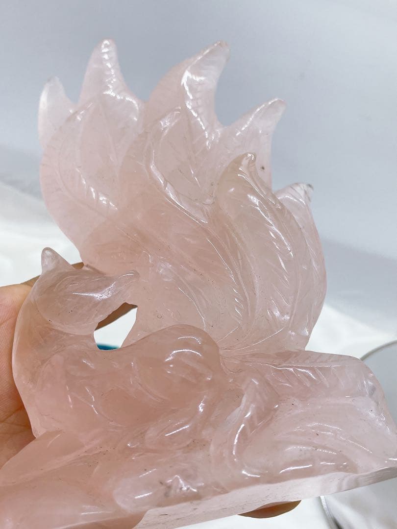 【天然石】ローズクォーツ 九尾の置き物