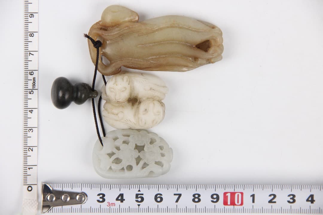 中国美術 玉彫 小挂件 4点セット 飾り物 装飾玉 まとめて ENM23-9