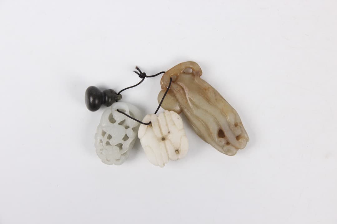 中国美術 玉彫 小挂件 4点セット 飾り物 装飾玉 まとめて ENM23-9