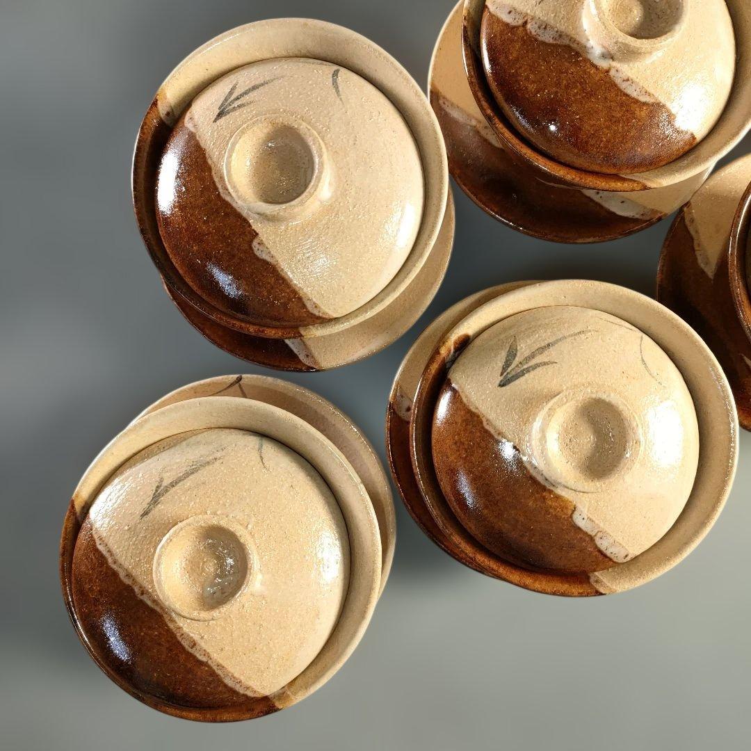 A1365-5/妙寛/掛け分け茶閉式茶碗6客/共箱/蓋茶碗/向付/蓋物/懐石道具