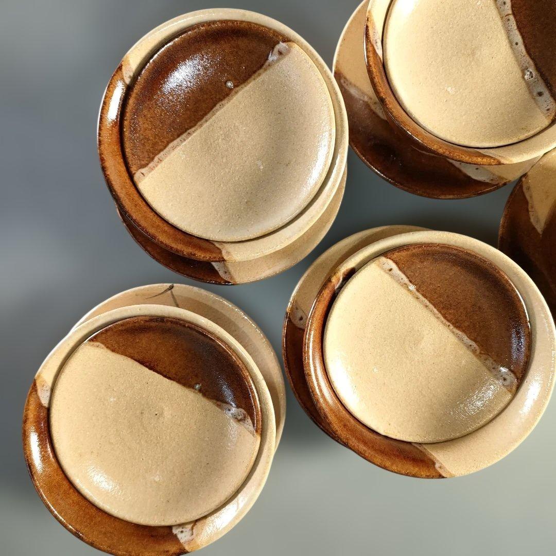 A1365-5/妙寛/掛け分け茶閉式茶碗6客/共箱/蓋茶碗/向付/蓋物/懐石道具