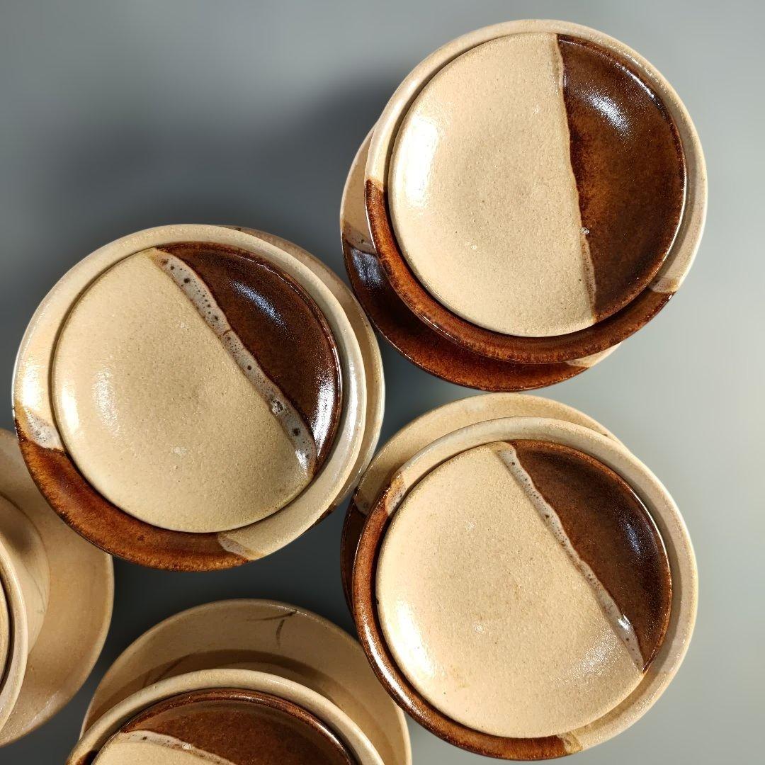 A1365-5/妙寛/掛け分け茶閉式茶碗6客/共箱/蓋茶碗/向付/蓋物/懐石道具