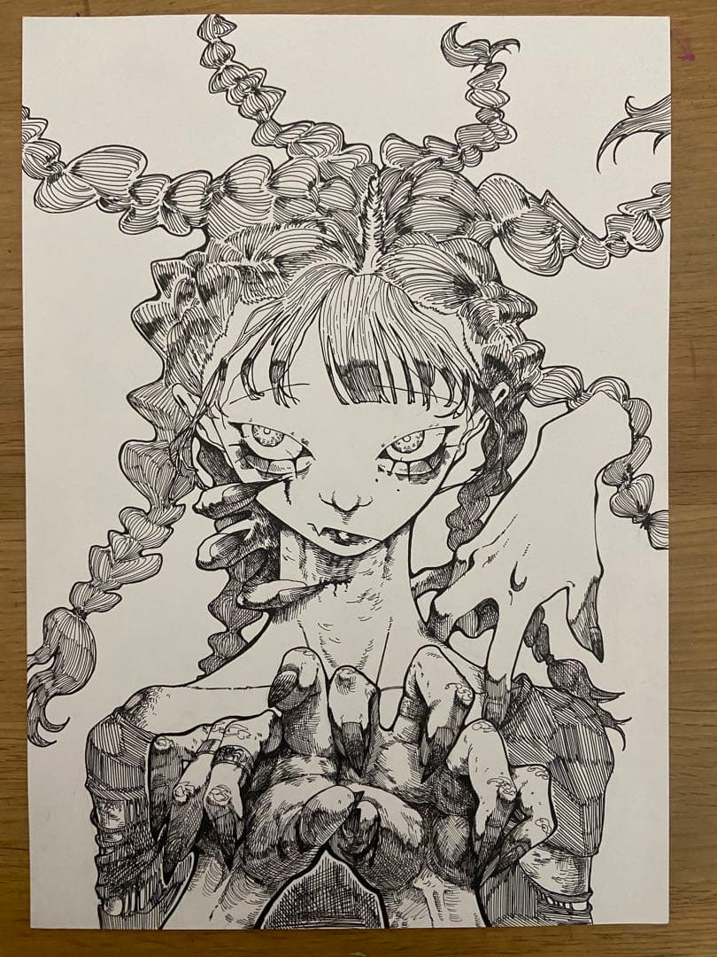 アナログイラスト、ボールペン