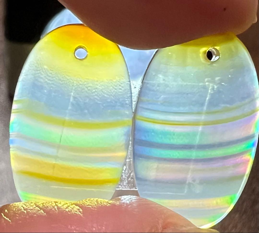 ナチュラル　グラデーションカラー　アイリスアゲート　14kgfピアス