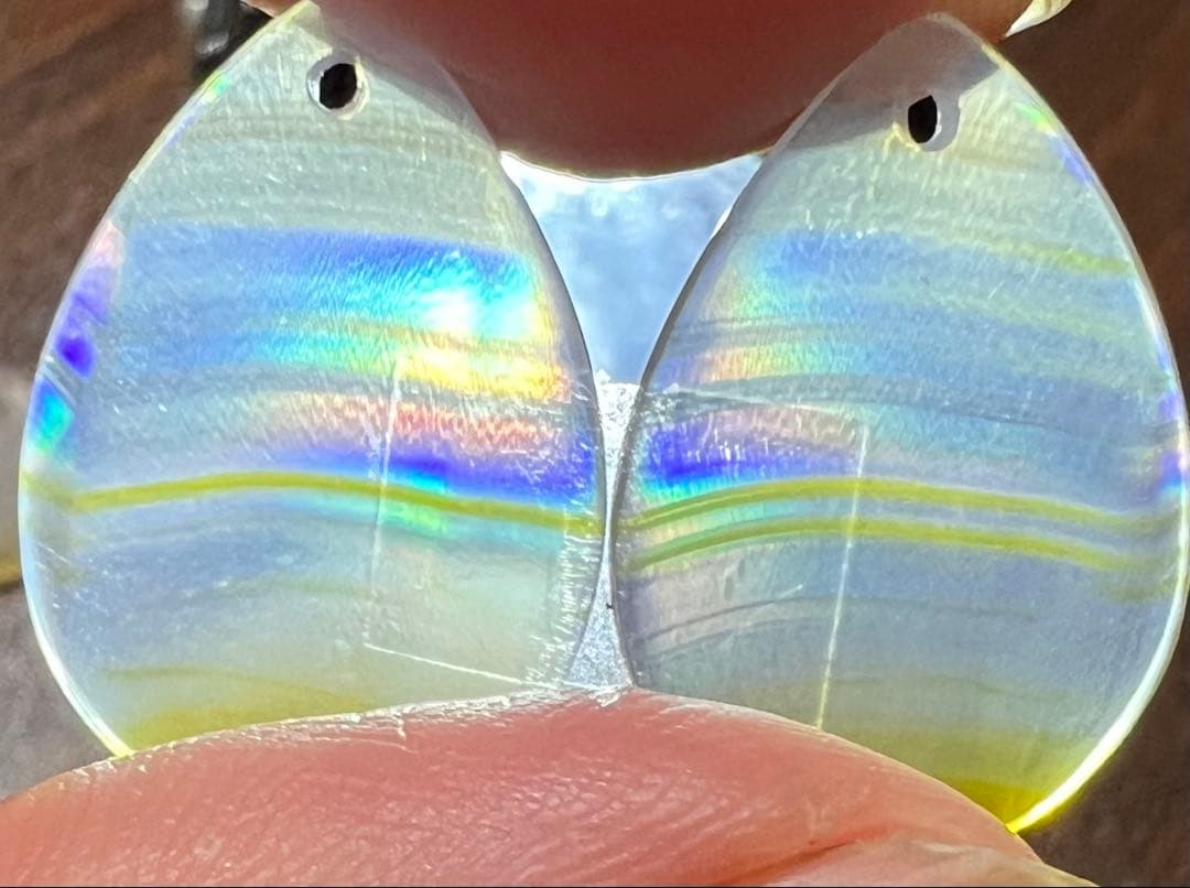 ナチュラル　グラデーションカラー　アイリスアゲート　14kgfピアス