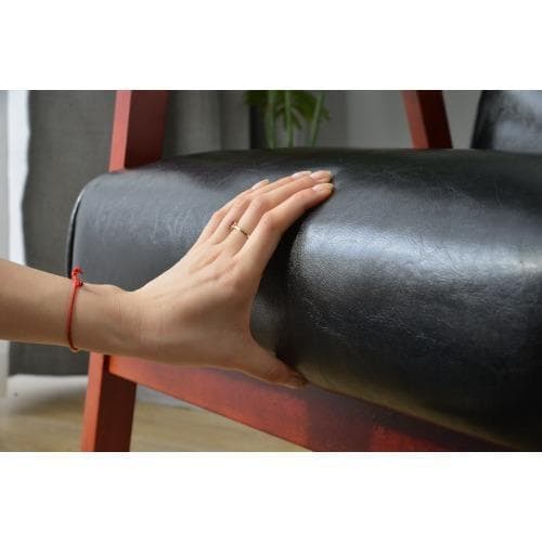 ソファ ソファー 2人掛け 2Pソファ レザー レトロ モダン 天然木 ブラック