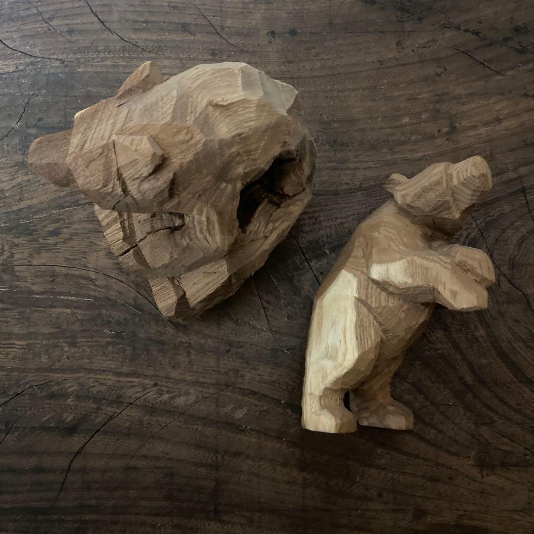 佐藤憲治 憲ちゃん熊 2体セット エンジュ親子熊 寄り添い熊 903会｜希少作