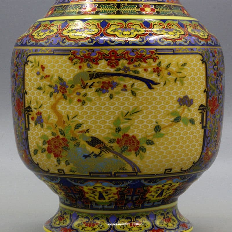大清雍正琺瑯彩花鳥紋蒔金瓶磁器王 景徳鎮 陶磁器 装飾品 現代工芸品美術品 置物