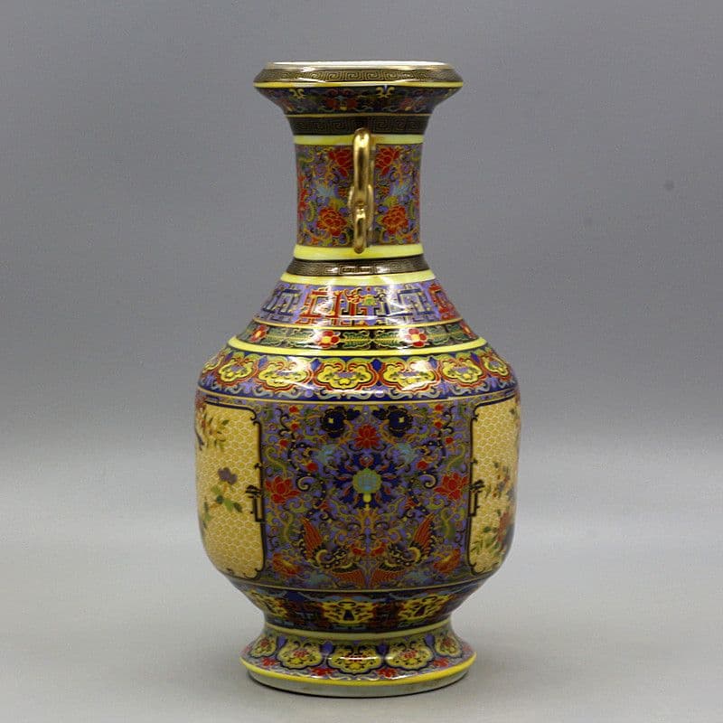 大清雍正琺瑯彩花鳥紋蒔金瓶磁器王 景徳鎮 陶磁器 装飾品 現代工芸品美術品 置物