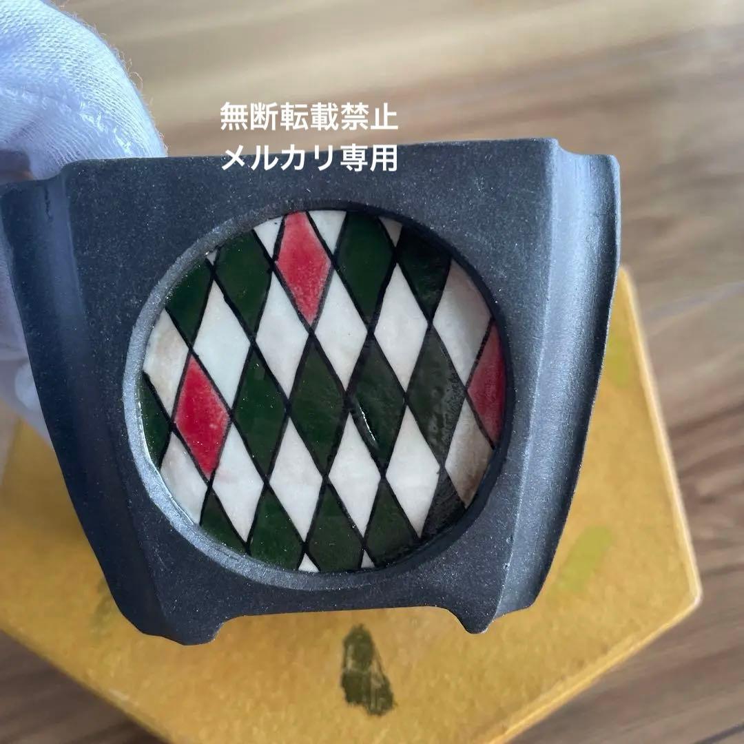 ミニ盆栽鉢　小品盆栽　桑津香石　絵鉢　梅　滝　山野草