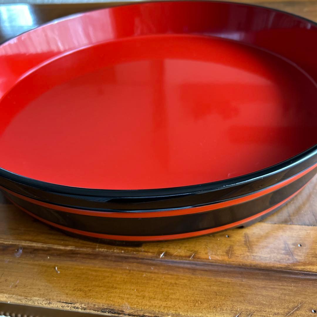 輪島塗り漆器　赤い円形寿司桶直径約39cm 大　お値下げしました。