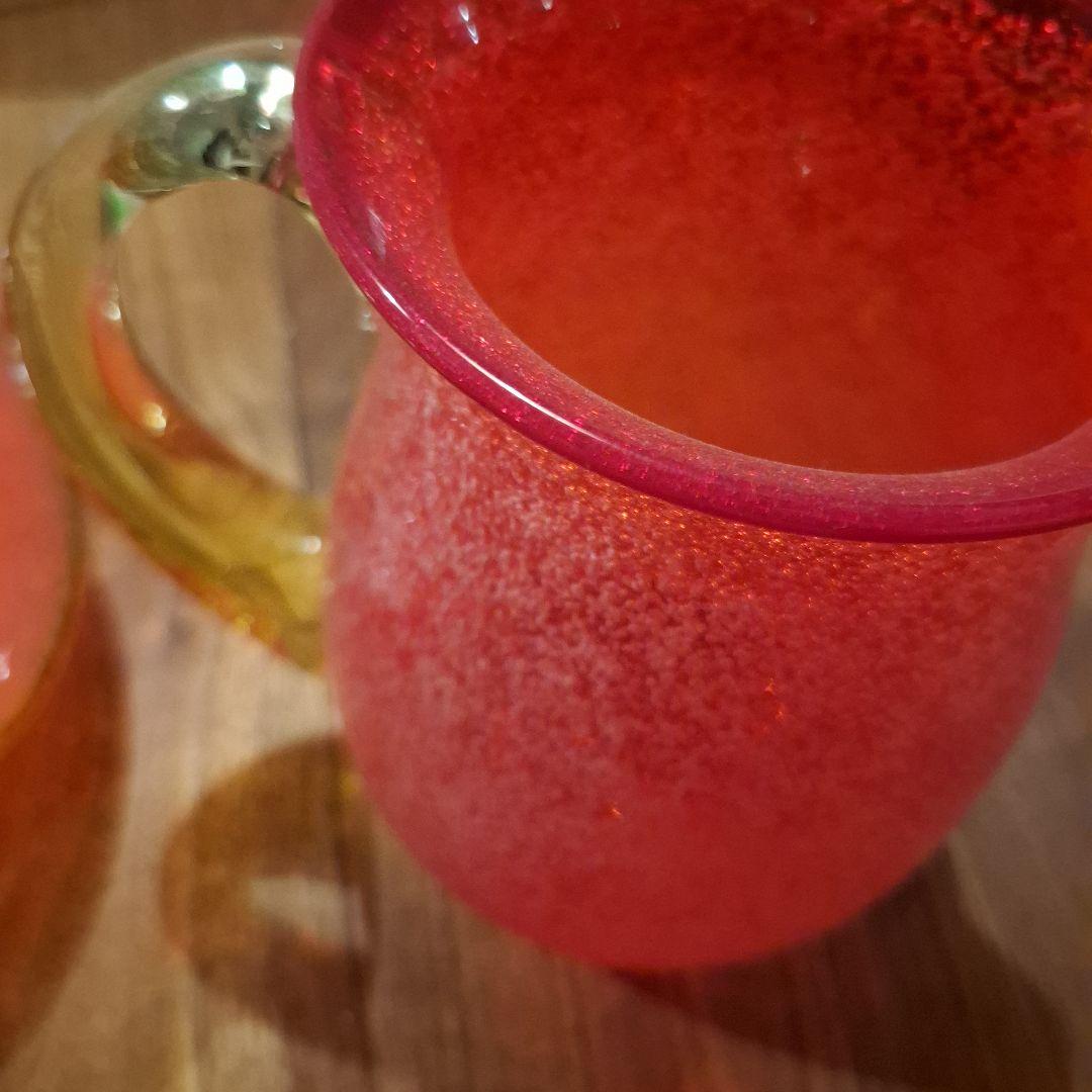 琉球ガラス　泡ガラス　フルーツ皿とピッチャー