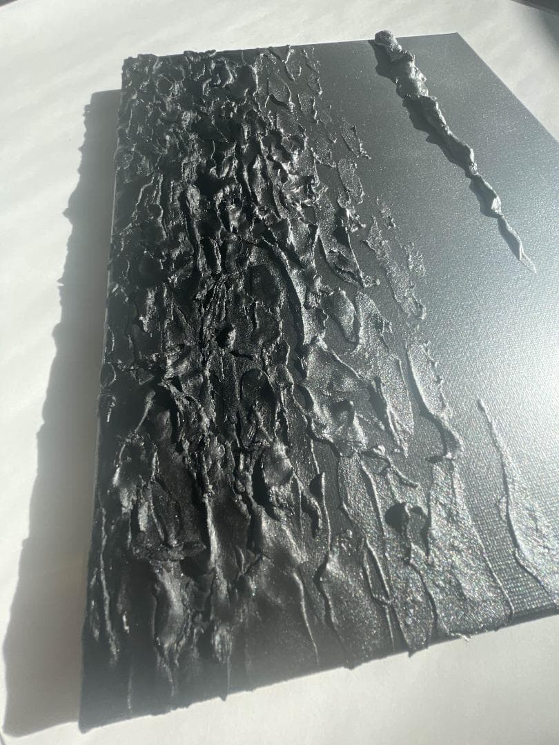 黒と銀のテクスチャーアート　絵画　抽象画　モダン　インテリア