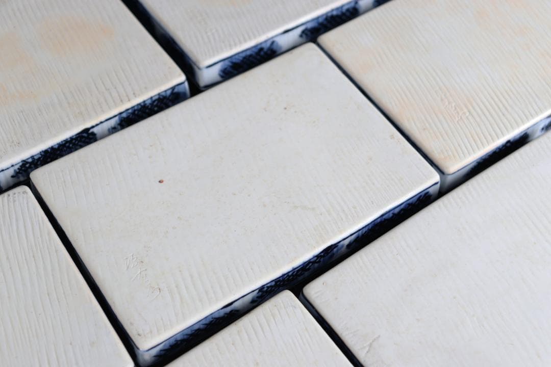 館林源右衛門 染付 根菜図 角皿 長皿 10枚 彫銘