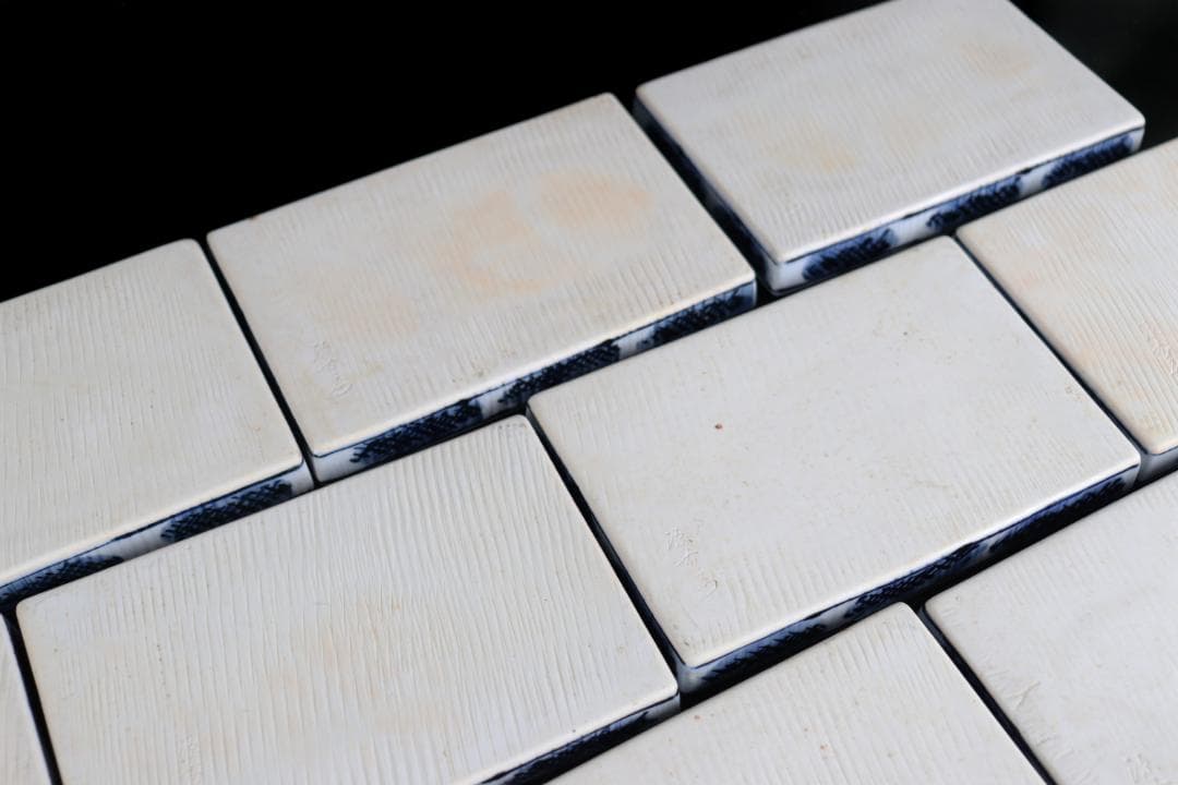 館林源右衛門 染付 根菜図 角皿 長皿 10枚 彫銘