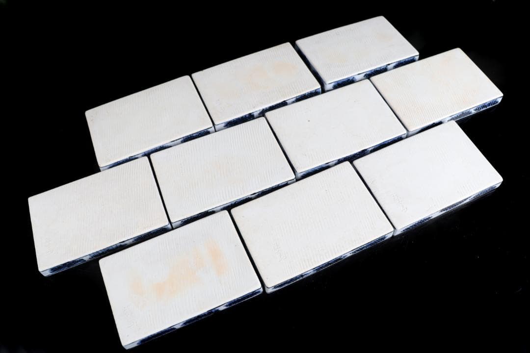 館林源右衛門 染付 根菜図 角皿 長皿 10枚 彫銘