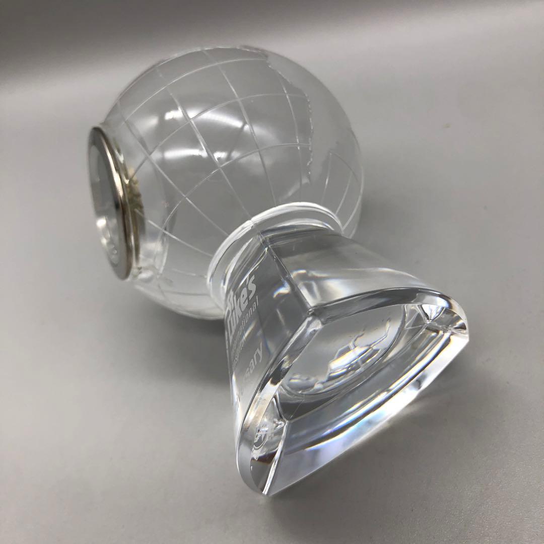 未使用HOYAクリスタルガラス地球儀型置き時計デスククローク100周年記念品