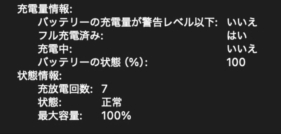 M3 MacBook Air メモリ16GB SSD256GB 充電回数7回