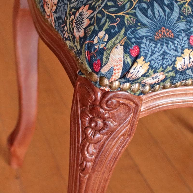 クラシックファブリック スツール いちご泥棒 猫脚 足置き 602-1061