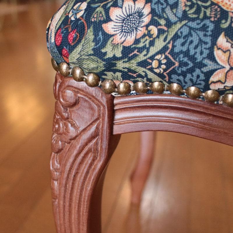 クラシックファブリック スツール いちご泥棒 猫脚 足置き 602-1061