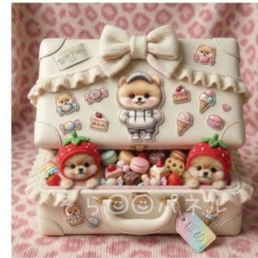 ちびポメラニアンパネル生地　ハンドメイド