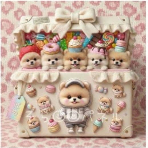ちびポメラニアンパネル生地　ハンドメイド