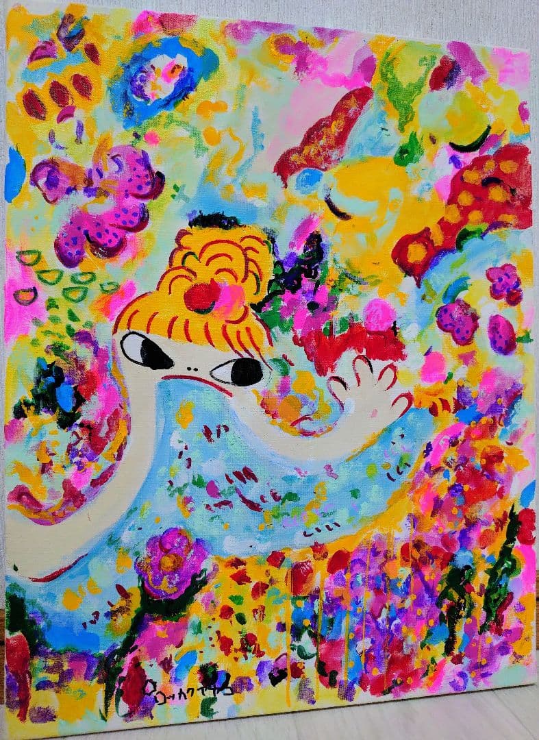 【F6号】ロッカクアヤコ　肉筆保証/表裏サイン・裏描き有り/油彩/アクリル/額縁