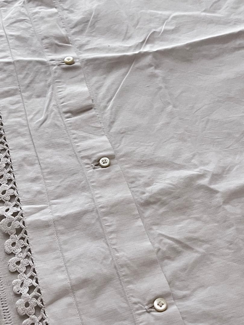 【美品】フランスアンティーク 手刺繍 麦文字CLモノグラム ピローカバー3554