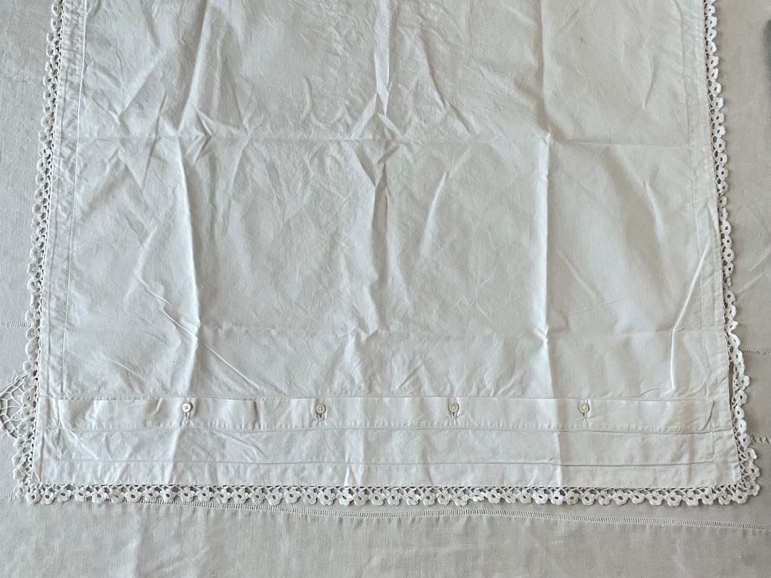 【美品】フランスアンティーク 手刺繍 麦文字CLモノグラム ピローカバー3554