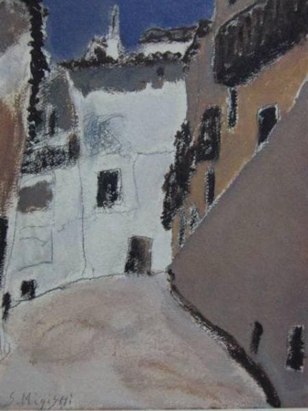 三岸節子、【スペイン風景】、希少なデッサン・画集画、新品高級額・額装付