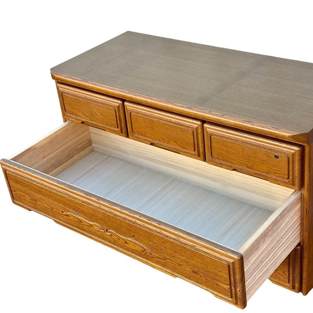 起立木工 ハイチェスト 7段 国産 ナラ材 鍵付き 北欧風 クラシック