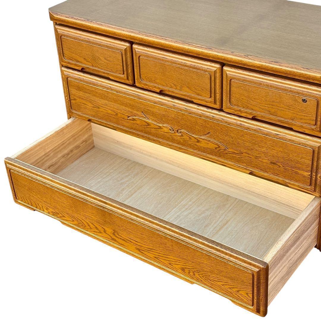 起立木工 ハイチェスト 7段 国産 ナラ材 鍵付き 北欧風 クラシック