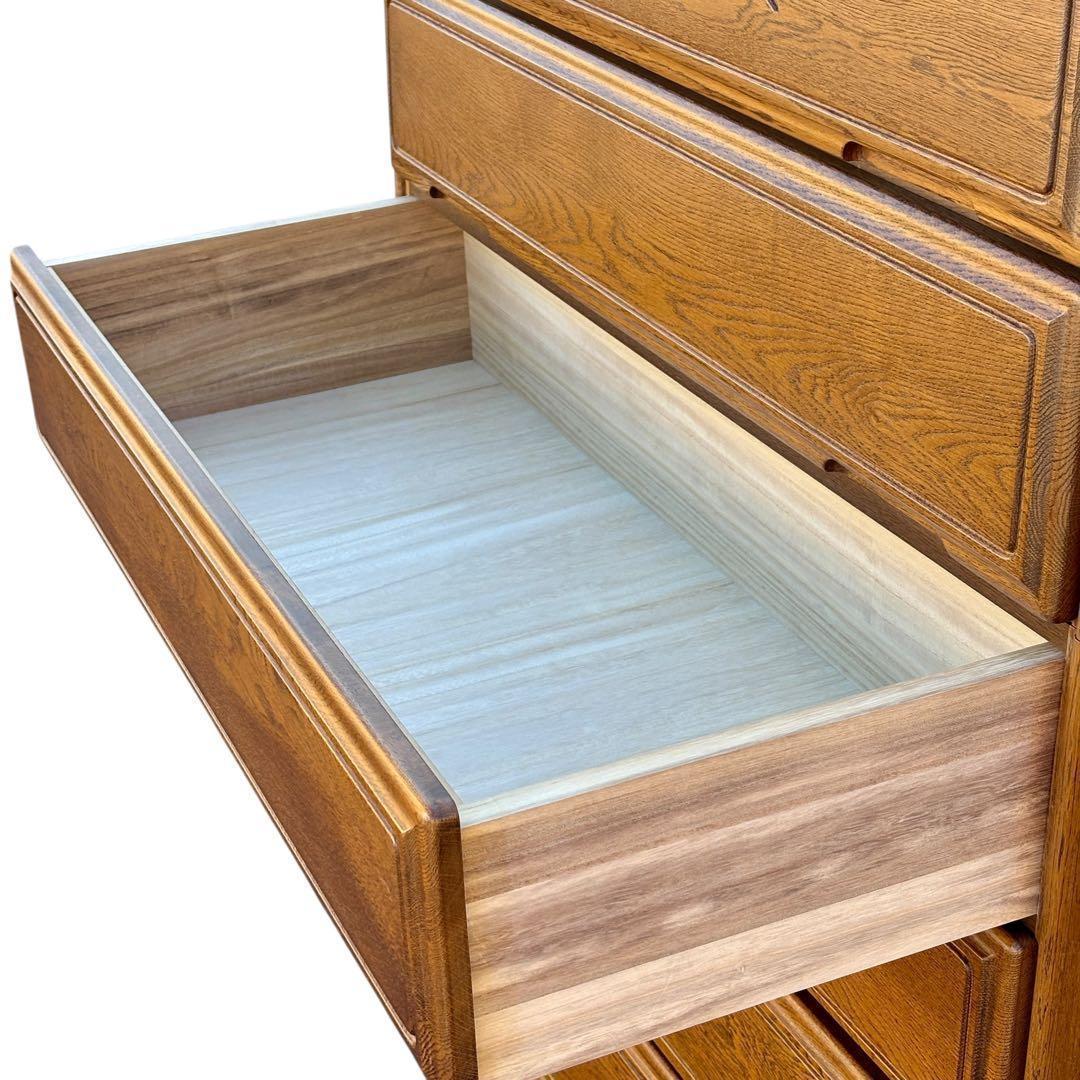 起立木工 ハイチェスト 7段 国産 ナラ材 鍵付き 北欧風 クラシック