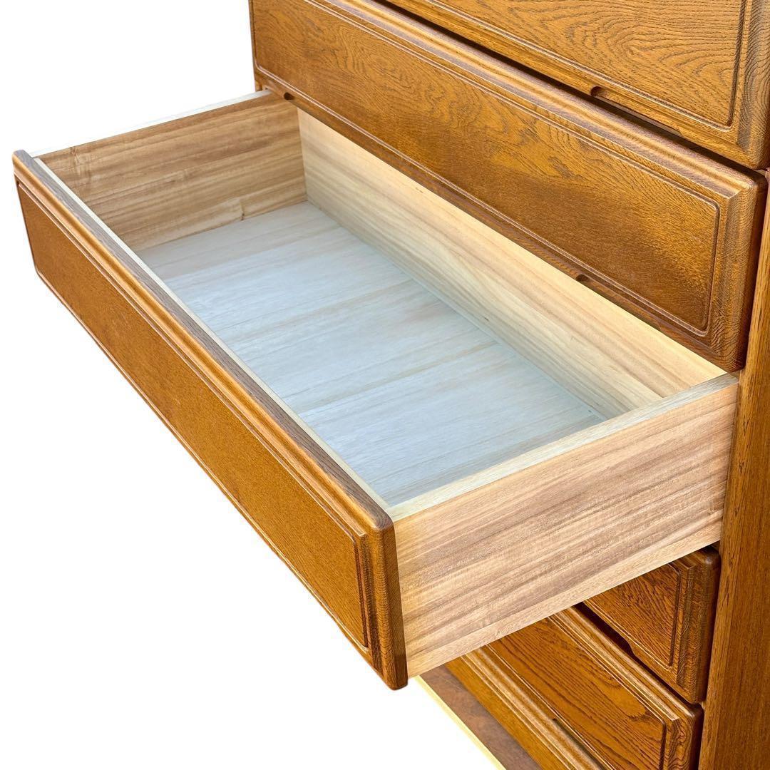 起立木工 ハイチェスト 7段 国産 ナラ材 鍵付き 北欧風 クラシック