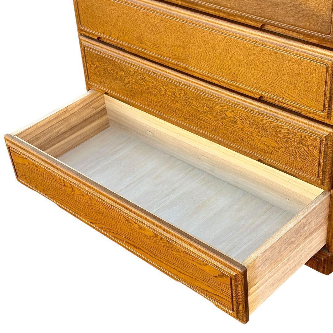 起立木工 ハイチェスト 7段 国産 ナラ材 鍵付き 北欧風 クラシック