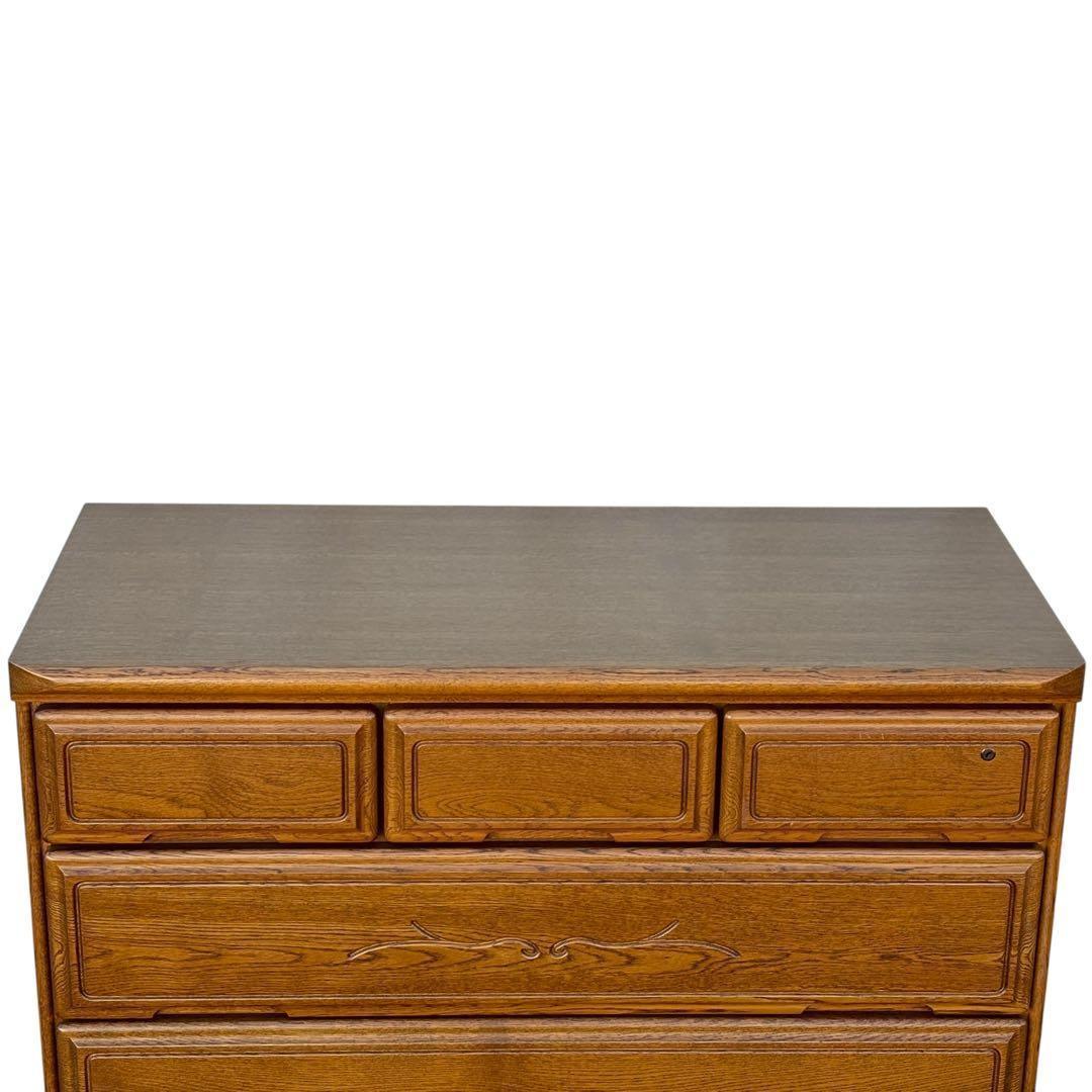 起立木工 ハイチェスト 7段 国産 ナラ材 鍵付き 北欧風 クラシック