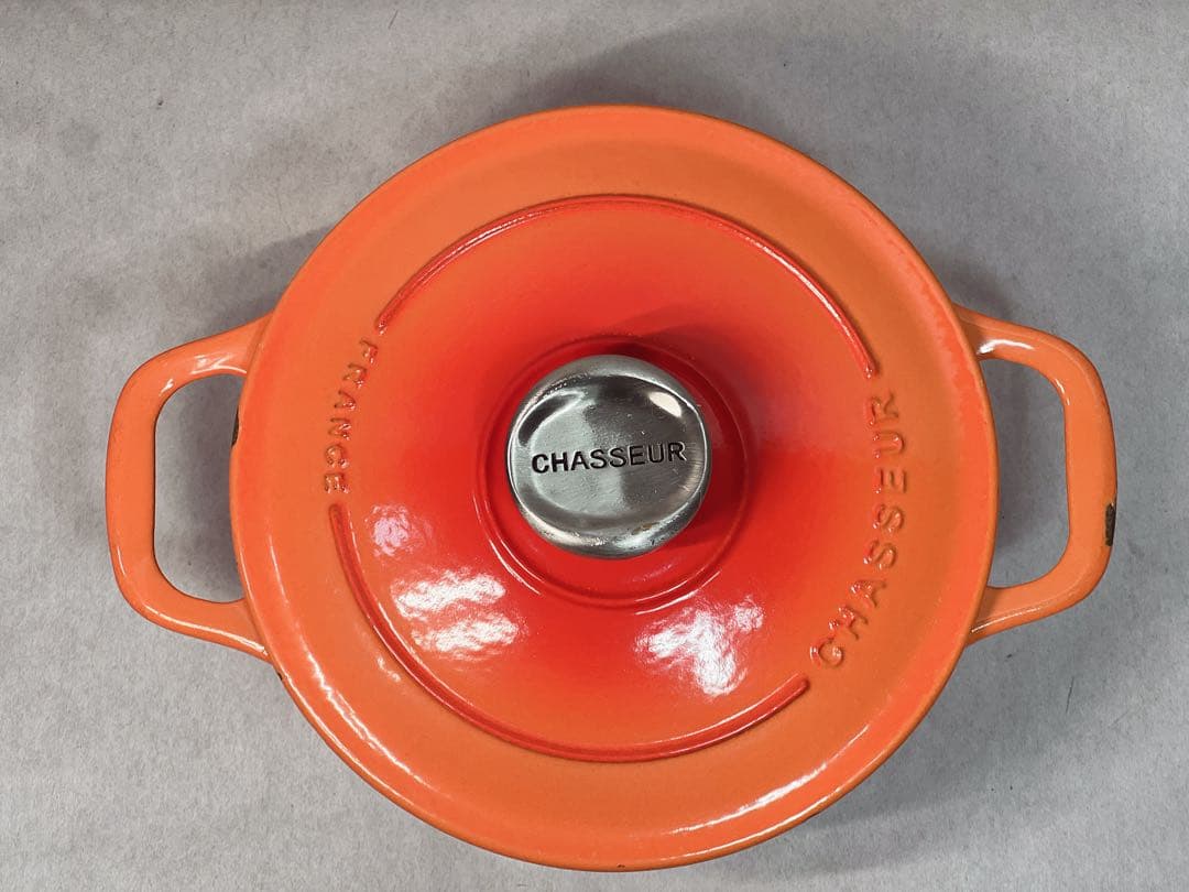 シャスール コケル ホーロー鍋 両手鍋 オレンジ色 18cm